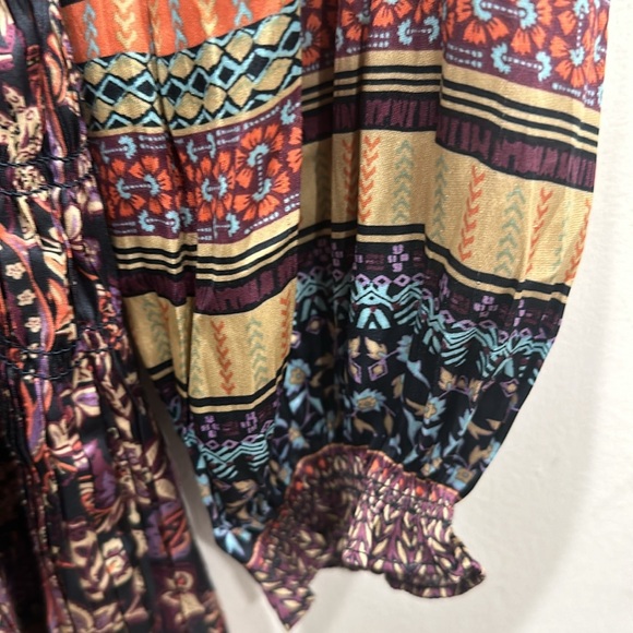Anthropologie Current Air Pleated Mini Long Sleeve Dress XS purple paisley NWT - Picture 5 of 8